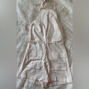 Zara Cream Jumpsuit Relaxed Fit Utility Design